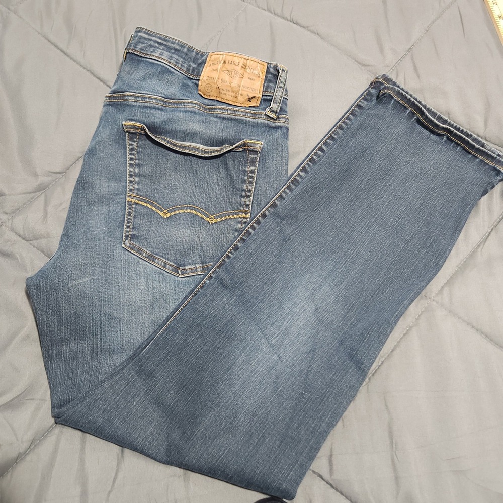 American Eagle Jeans Men's 33x30 Slim Straight Extreme Flex Medium Wash Denim